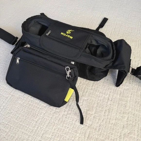 Hujom Multi-Compartment Black Stoller Organizer - Drink Holder -Zip‎ off Pouch