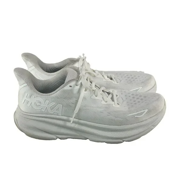 Hoka One One Clifton 9 Women's Size 10.5B Triple White Running Shoes Sneakers