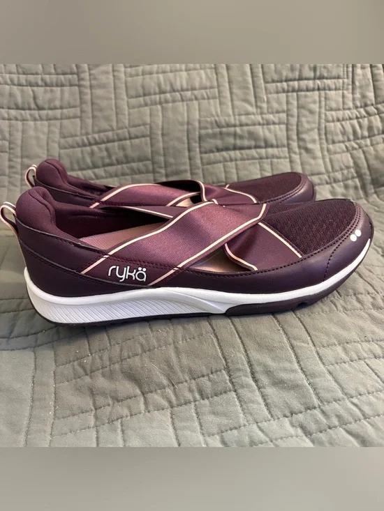 Ryka Women's Slip-On Athletic Shoe in Plum with Pink Trim
