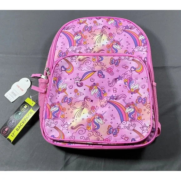 Day Dream Doodles Unicorn Rainbow Pink 17 Inch Backpack Laptop Sleeve BP253110