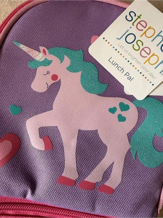 NWT Stephen Joseph Kid's Purple Unicorn Lunch Pal Insulated Pink & Teal Accents
