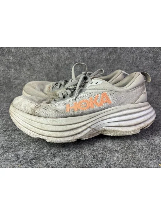 Hoka One One Bondi 8 Shoes Womens‎ Size 8 Gray Running Cushioned Sneakers