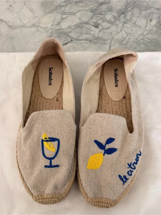 Soludos Le Citron Embroidered Canvas Espadrille
