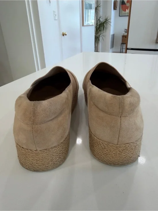 VINCE Beige Suede Espadrille Platform Slip-Ons
