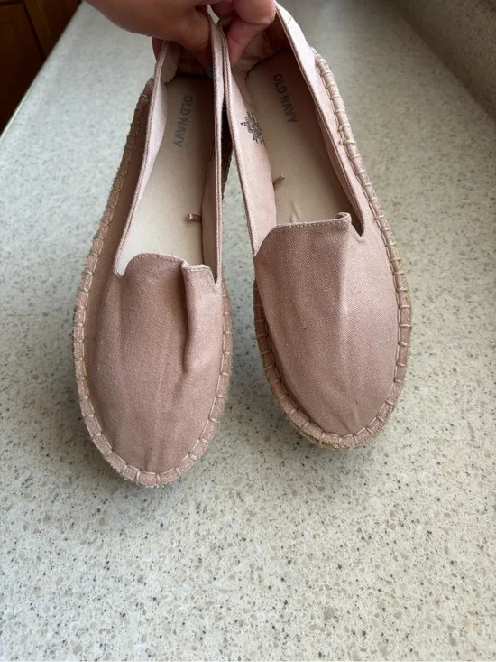 Old Navy Women's Blush Pink Canvas Espadrille Flats - Size 8 LIKE NEW