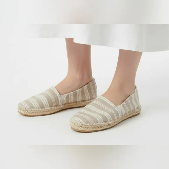 Primark Beige White Striped Espadrille Flats Size 8