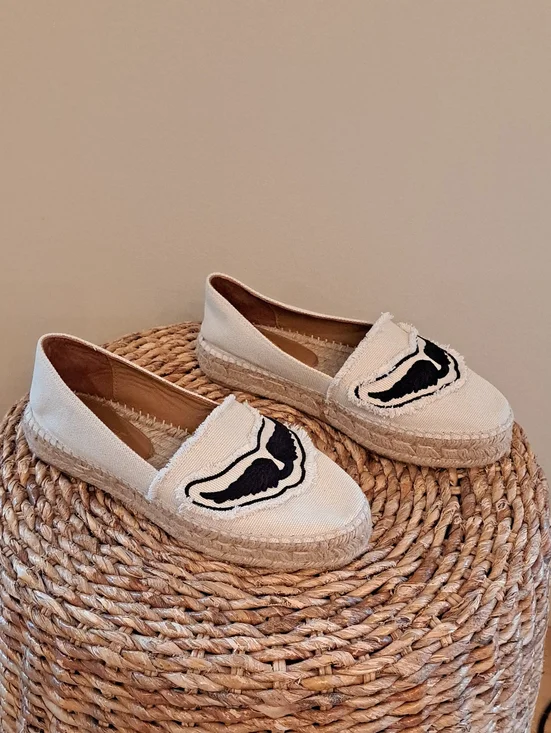NWOT Zadig & Voltaire Womens Luxury City Ivory Canvas Espadrille Loafers 38/7.5