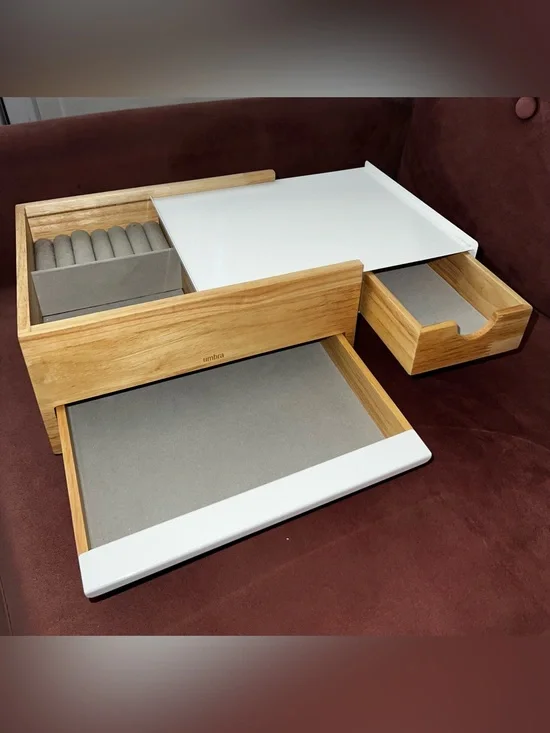 Umbra White and Natural Wood Jewelry Drawer Organizer Inserts