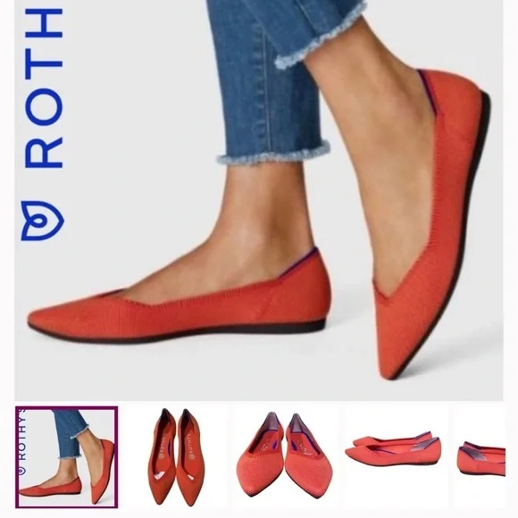 ROTHY’s To the Point 6 flat Persimmon rare color Washable Retired