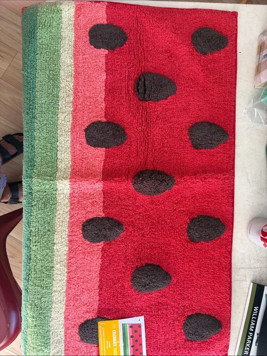 Watermelon Stripe Bath Mat - Red & Green