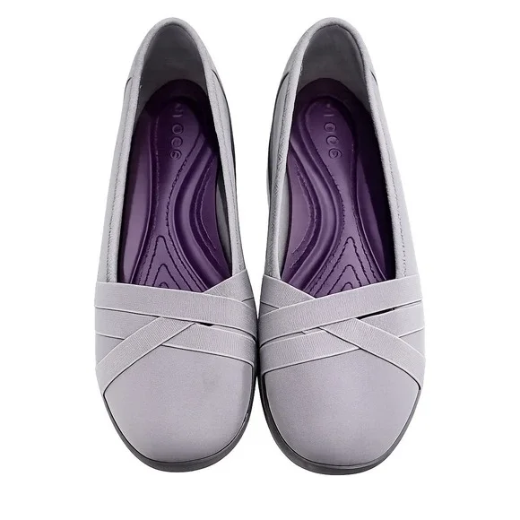 Crocs Busy Day Crisscross Ballet Flat Womens Size 10 Gray Comfort 205339