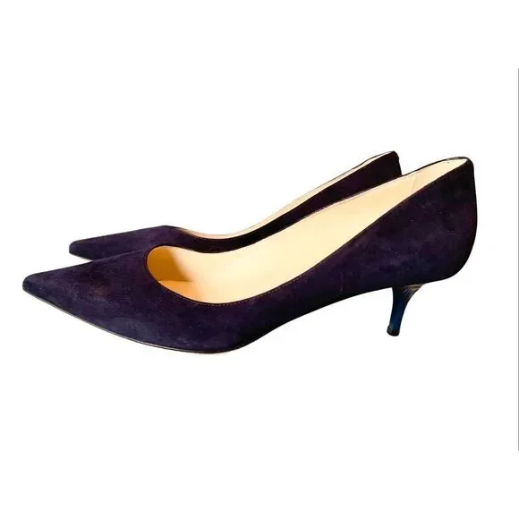 Jimmy Choo AZA Navy Blue SUEDE LEATHER Pumps Heels Shoes sz 37.5