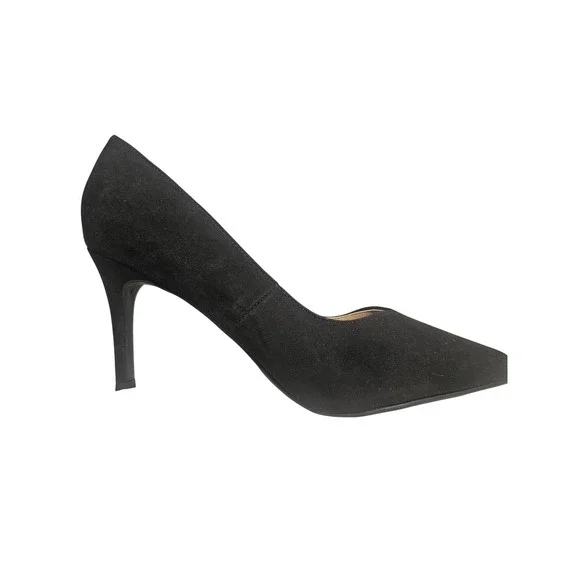 A New Day Womens Black Pointed Toe Pumps Faux Suede Stiletto Heels Size 6 NEW