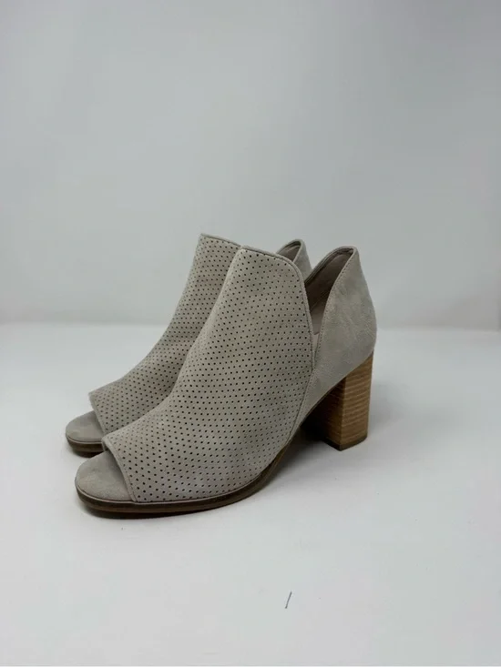 Cole Haan Light Taupe Perforated Peep-Toe Block Heels