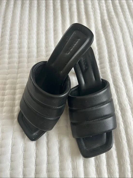 Vince Black Padded Slide Heels