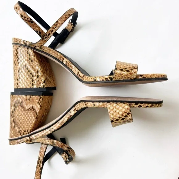 Free People Liv Block Heel Snakeskin Strappy Sandals Heels Animal Shoes