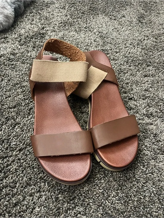 Brown Women’s Leather-Strap Sandals