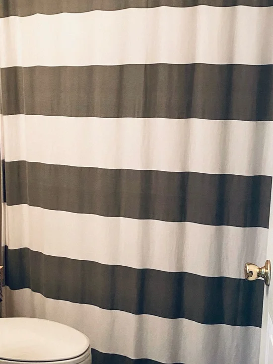 Kassatex Wide Stripe White and Gray Shower Curtain
