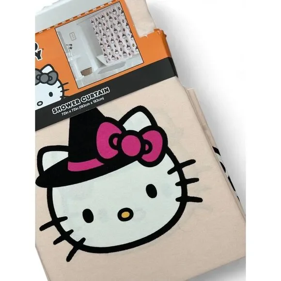 Hello Kitty Sanrio Halloween Witch Cotton Shower Curtain 72x72‎