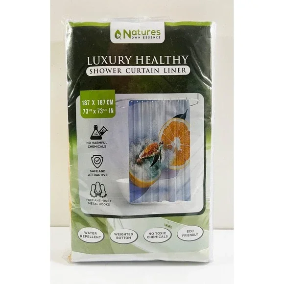 Nature's Own Essence Shower Curtain Liner Turtle & Orange Fruit  73