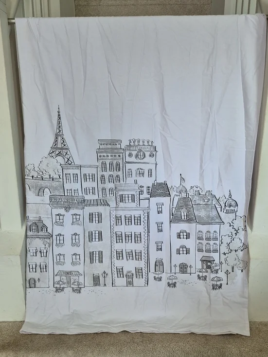 Eifell Tower Paris Cityscape Linen Shower Curtain