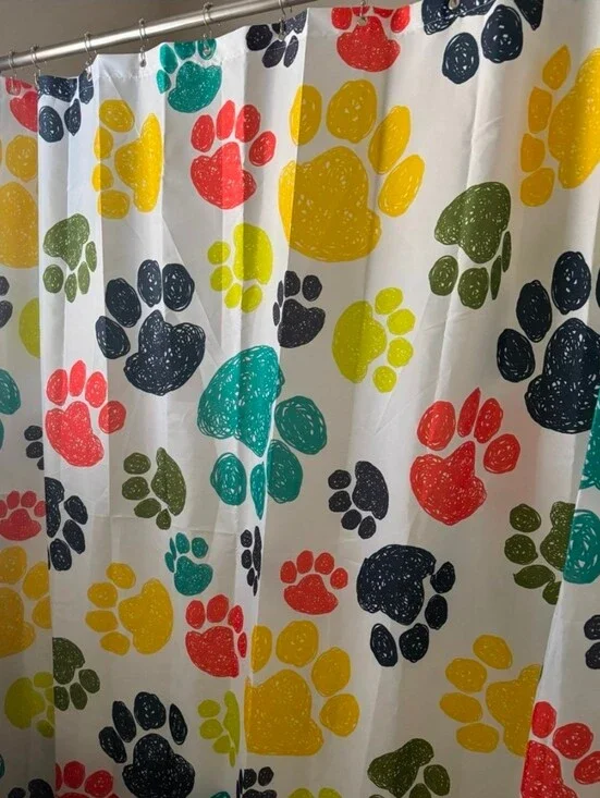 Colorful Paw Print 🐾 Standard Size Shower Curtain (72