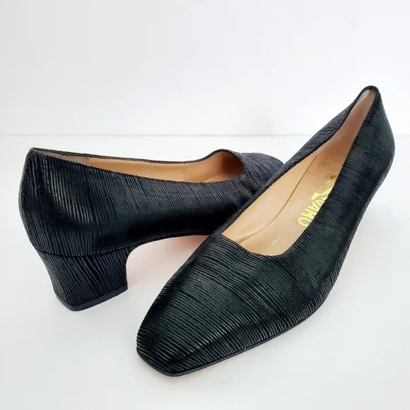 Salvatore Ferragamo Black Leather Heels