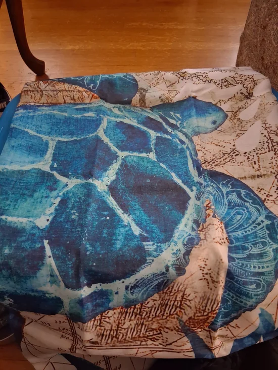 Blue Sea Turtle Print Shower Curtain