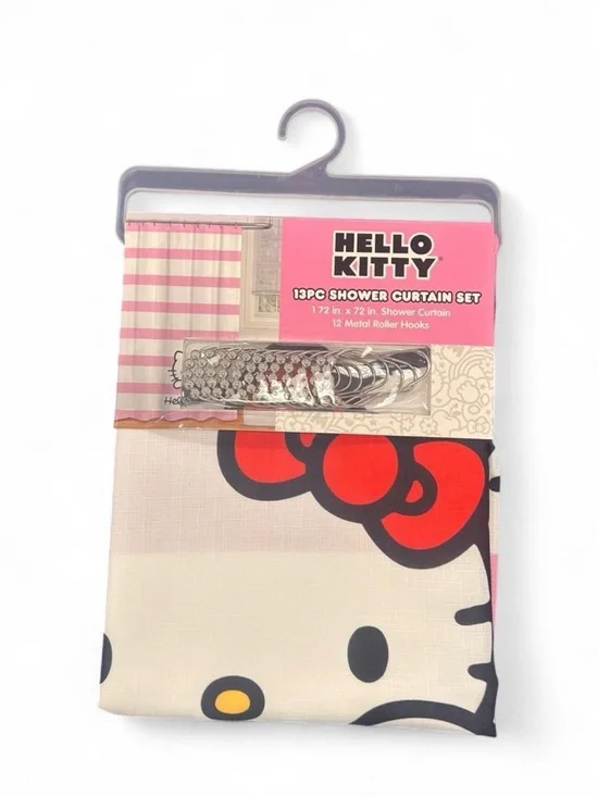 Hello Kitty Cream, Red & Black Shower Curtain Set