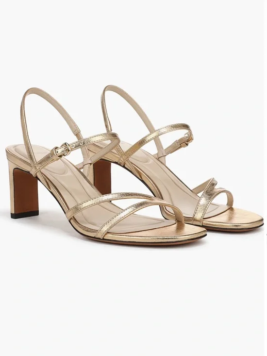 Vince Marcella Ankle Strap Gold Metallic Block Heel Sandals 9/40
