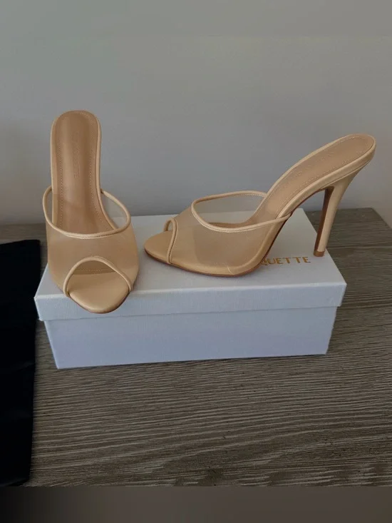 Nude Mesh Open-Toe Stiletto Mule. Brand new! ✨