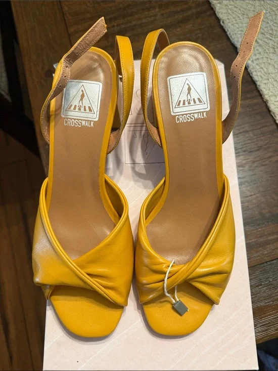 Mustard Yellow Knot Slingback Heels