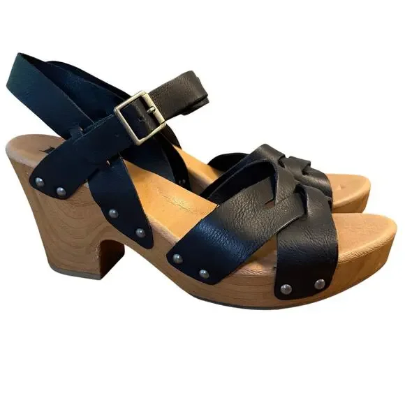 Korks Bagley Sandal Block Heel Platform Studded Strappy Retro Black Women’s US 9