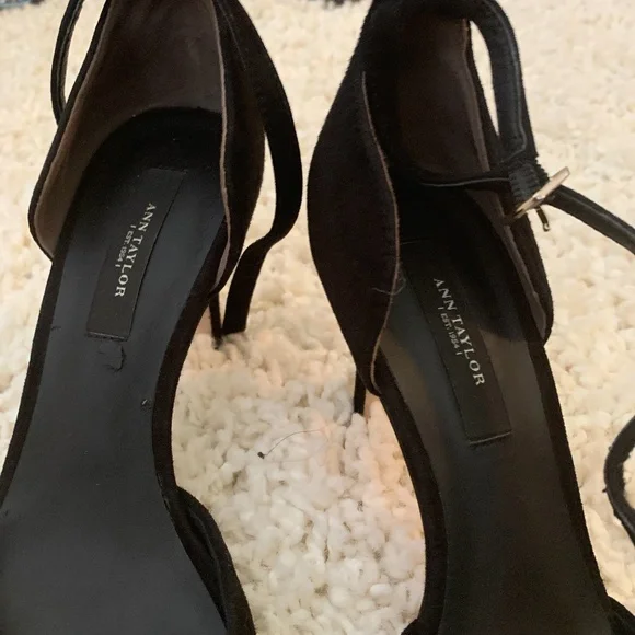 Gorgeous Ann Taylor suede open toe heels . Worn 2x- the only wear is scuff on bo