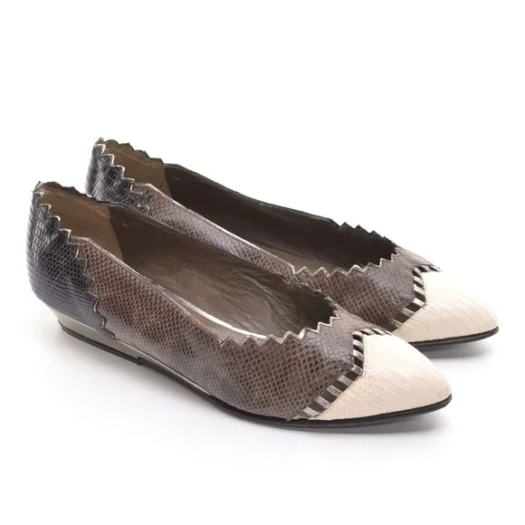 Mauri Genuine Snake Pointed Toe Ballet Flats 5.5 M