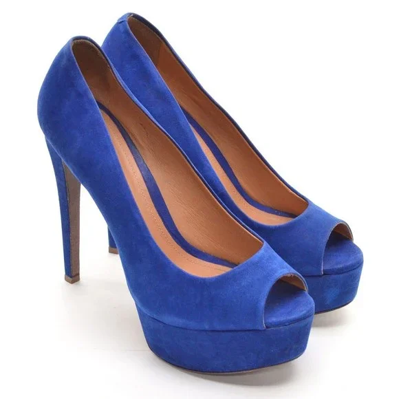 Schutz Santana Cobalt Peep Toe Stiletto Pumps 40 / 9 B