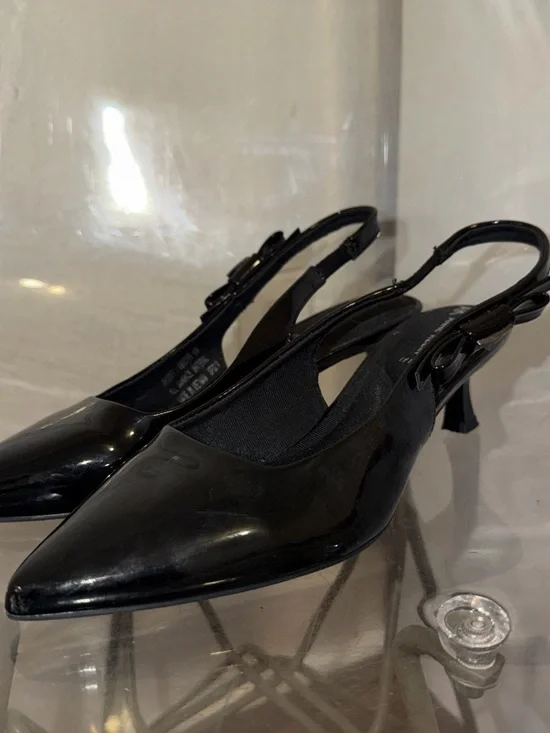 Anne Klein Black Patent Slingback Pointed-Toe Pumps
