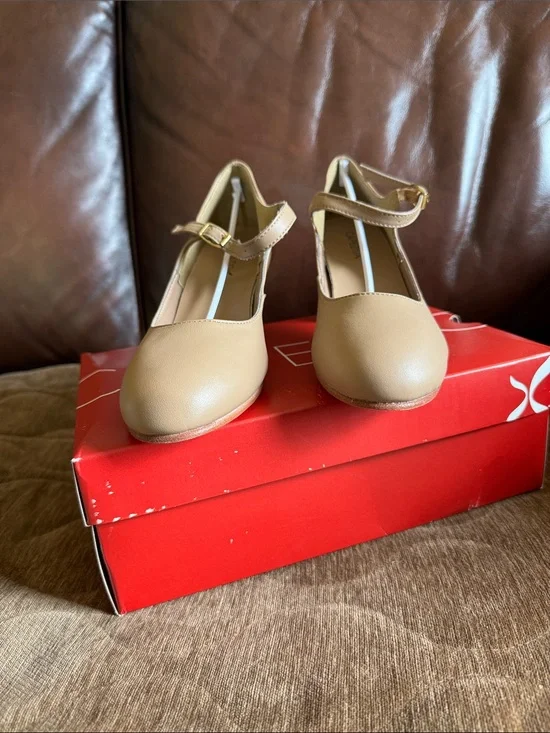 Capezio Tan Mary Jane Heels with Ankle Strap
