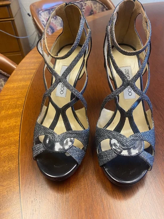Jimmy Choo Black Strappy Platform Heels - Size 38