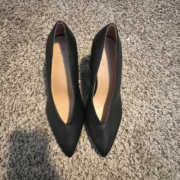 Naturalizer Pacer Black Pointed Toe Block Heel Pumps Women's 8.5W Wide Width