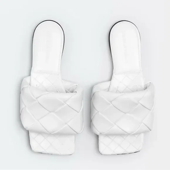 Bottega Veneta Lido flat slides in white