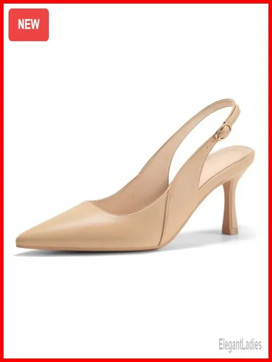 Slingback Kitten Heels Closed Pointed Toe Pumps Work Wedding Dress Shoes