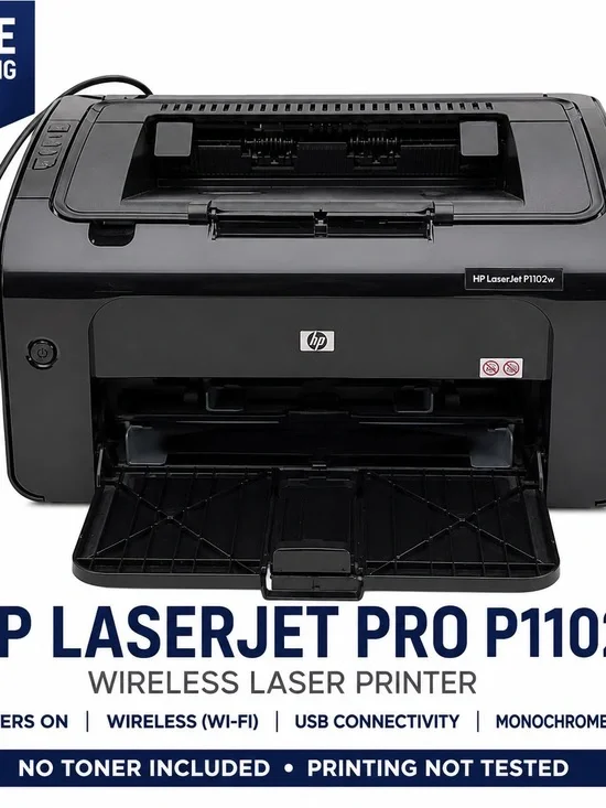HP LaserJet Pro P1102w Wireless Laser Printer Powers On No Toner Untested