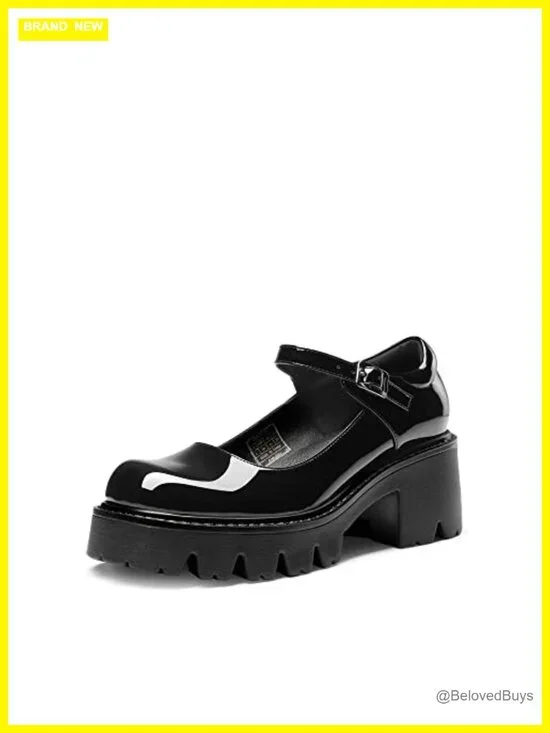 Chunky Platform Mary Janes Ankle Strap Pumps Low Heel Round Toe