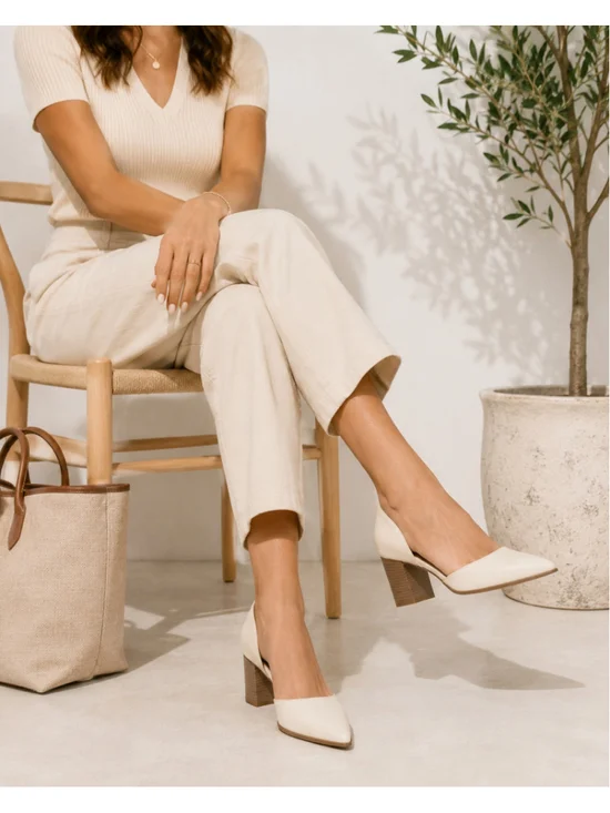 Zodiac Ivory D’Orsay Block Heel Pumps Women’s Size 7 Classic Office Career Shoes