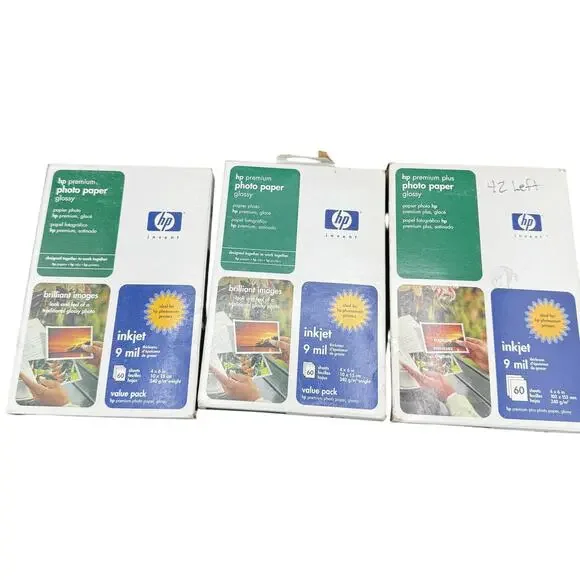 📦HP Premium Photo Paper Glossy 4x6 Sheets Lot of 3 Vintage Y2K Inkjet Print USA