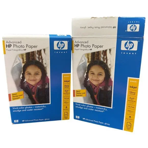 📸 HP 4x6 Advanced Photo Paper Glossy 100 Sheets 2 Pack Bundle Inkjet New Lot