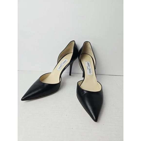 Jimmy Choo Liz d'Orsay black‎ heel sz 39 pointed toe