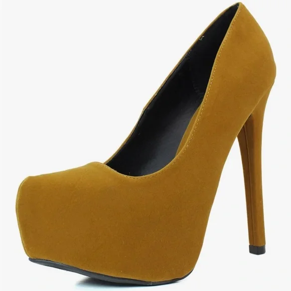 Qupid Mustard Platform Heels