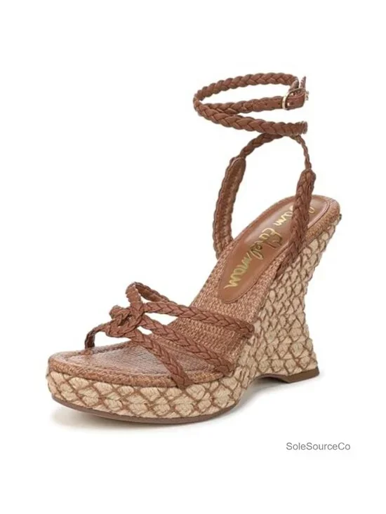 Sculptural Wedge Heel Espadrille Platform Strappy Sandals with Lace-Up Closure